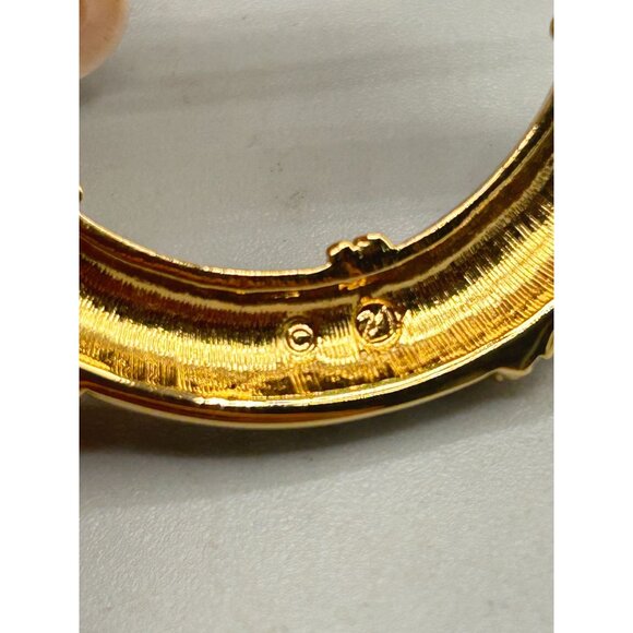 Vintage Swarovski Crystal Nautical Pin Brooch Gold & Silver Tone Life Preserver - Picture 6 of 7